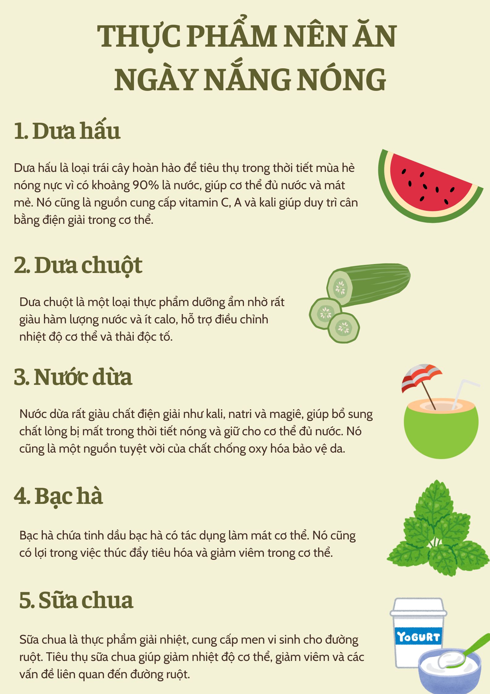 Nắng nóng gay gắt: 5 thực phẩm nên ăn và 5 loại nên tránh để giữ mát cơ thể, chống nắng tự nhiên- Ảnh 3.